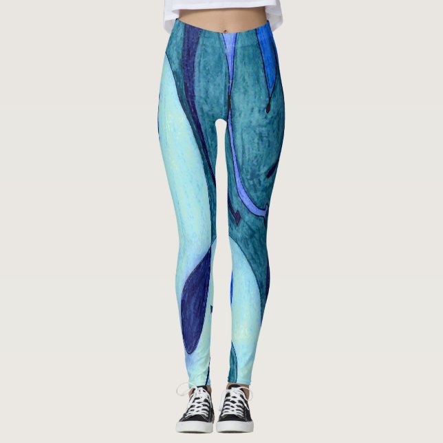 Blaue Fahnen Leggings (Vorderseite)