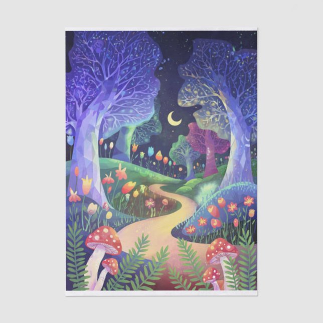 Blaue Fairyland-Waldlandfantasy, Seidenpapier (Vorderseite)