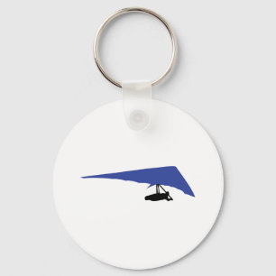 blaue Fallsegelflugzeug Ikone Schlüsselanhänger