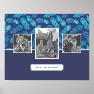 Blaue Familien-Fotos der Krawatten-Ananas- mit Poster