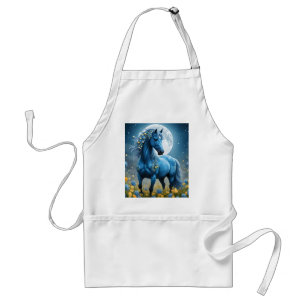 Blaue Fantasie Magisches Pferd Mondblumen, Schürze