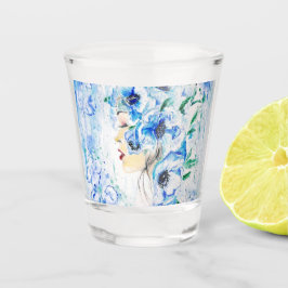 Blaue Fantasie - Wasserfarbe Schnapsglas