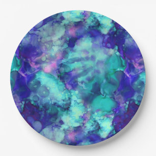 Blaue Fantasy Aquarellfarben: Pappteller