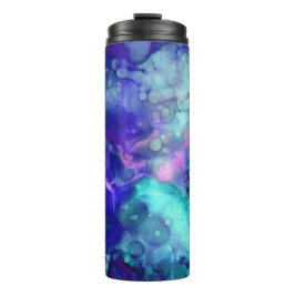 Blaue Fantasy Aquarellfarben: Thermosbecher
