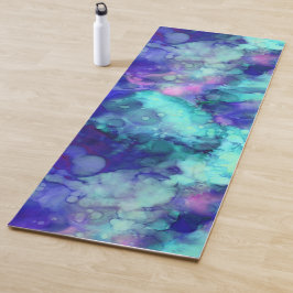 Blaue Fantasy Aquarellfarben: Yogamatte