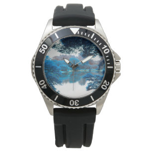 Blaue Farbe cool, einzigartige Natur, See Armbanduhr