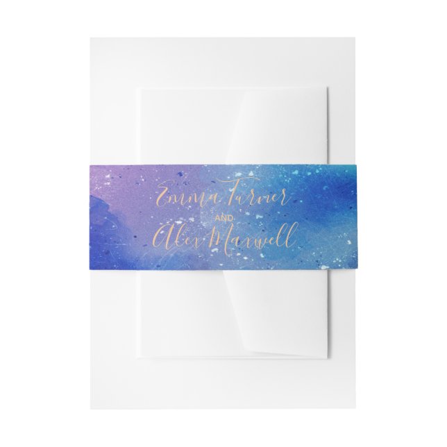 Blaue Farbe | Einladung zur Hochzeit Bauchband Einladungsbanderole (Vorderseite Beispiel)
