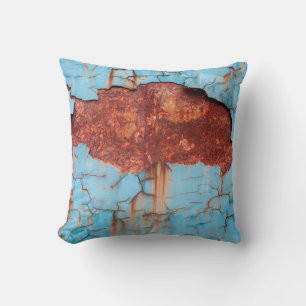Blaue Farbe und Rosttextur alt, Farbe, Textur, Kissen