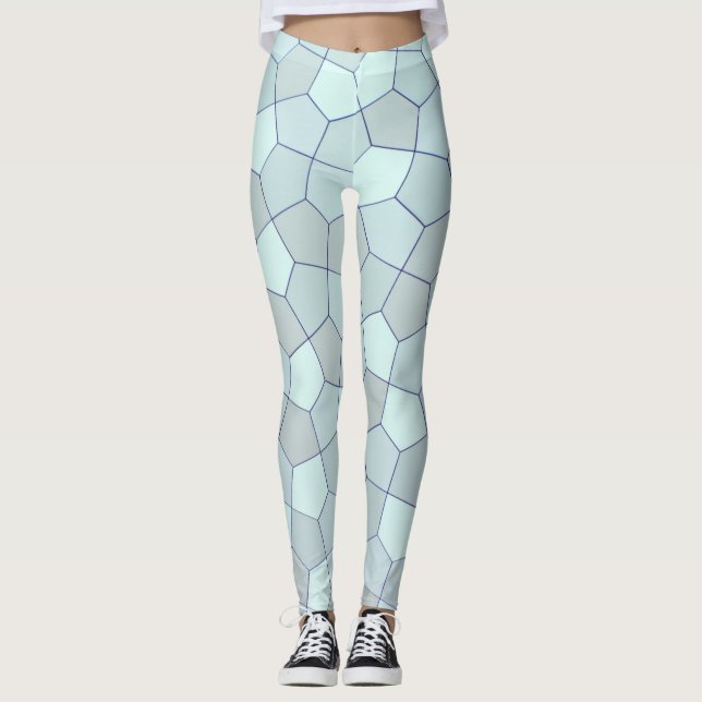 Blaue Farben Abstrakt Leggings (Vorderseite)