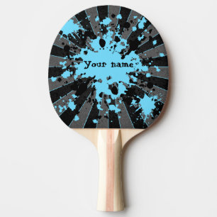 Blaue Farben-Spritzer Schwarzes und Grau Tischtennis Schläger