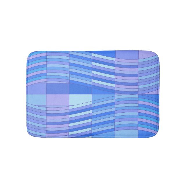 Blaue Farben Wavy-Rechtecke Badematte (Vorderseite)