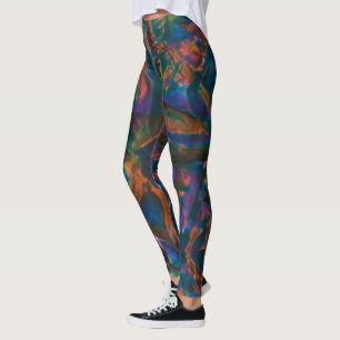 Blaue Farbtöne aus gealtertem Kupfer Leggings