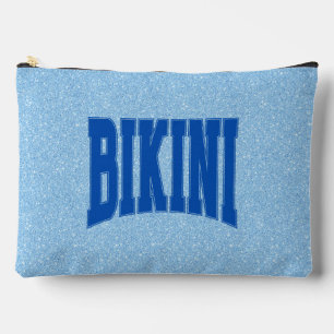Blaue Faux-Glitter + Navy BIKINI Zubehörtasche