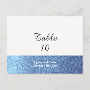 Blaue Faux-Glitter-Tischplatzkarte Postkarte