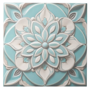 Blaue Faux-Relief-Blume elegant Fliese