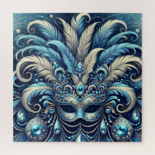 Blaue Feder-Maskenballmasken-Illustration