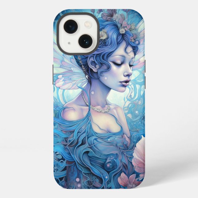 Blaue Fee Fantasy Kunst iPhone Hülle (Rückseite)