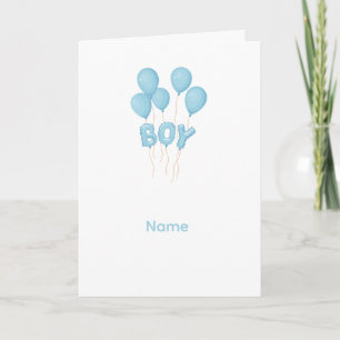 Blaue Feier für Babyjungen mit Ballons Karte