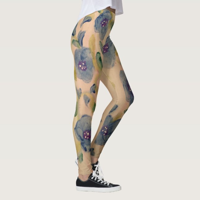 Blaue Felle Wasserfarbe Kunst Leggings (Rechts)