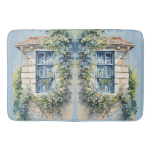 Blaue Fenstersteinmauer Cottage Reben Badematte