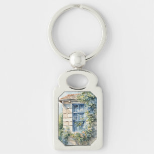 Blaue Fenstersteinmauer Cottage Reben Schlüsselanhänger