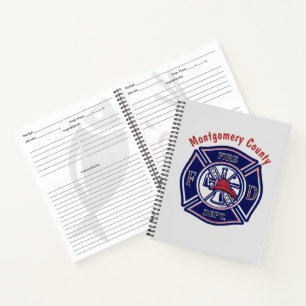 Blaue Feuerwehr-Abzeichen-Logo individuell angepas Notizbuch