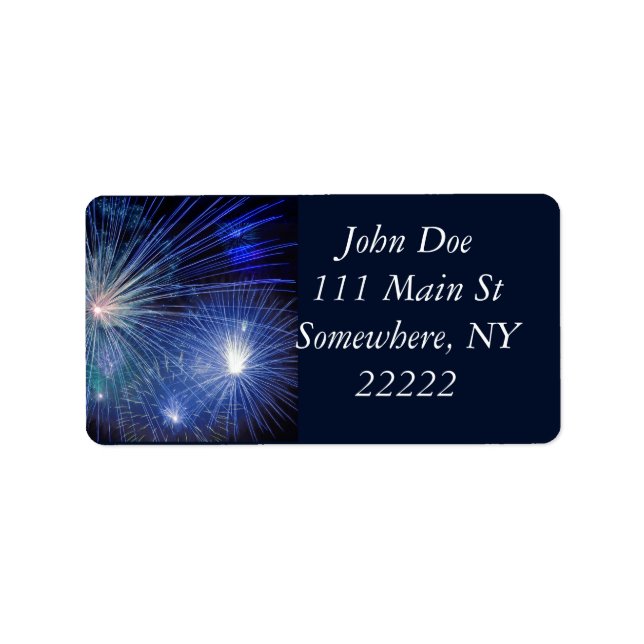 Blaue Feuerwerke Adressaufkleber (Vorne)