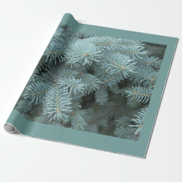 Blaue Fichte rustikale Natur grau grün Geschenkpapier