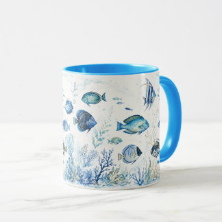 Blaue Fisch-Kaffeetassen Küstenstil Tasse