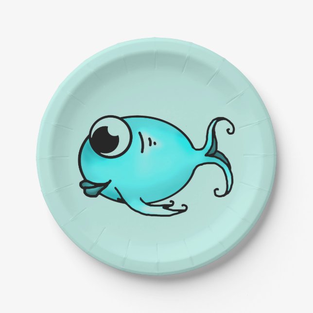 Blaue Fisch-Papierplatte Pappteller (Vorderseite)