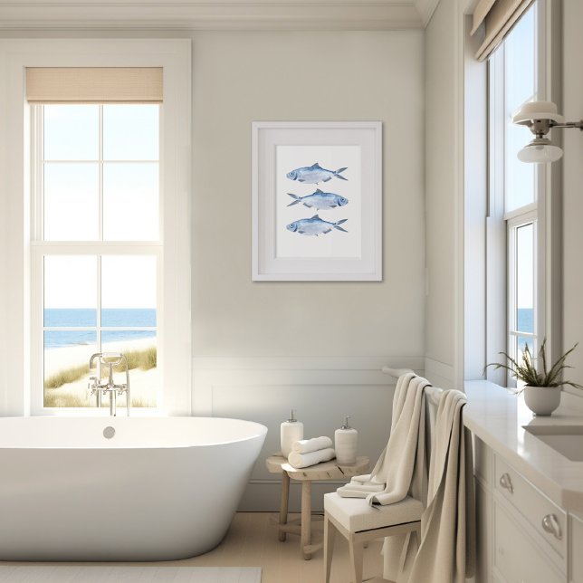 Blaue Fisch-Wasserfarbenkunst Poster (Blue Fish Artwork)