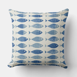Blaue Fisch-Wurfkissen Kissen