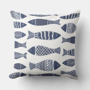 Blaue Fisch-Wurfkissen Kissen
