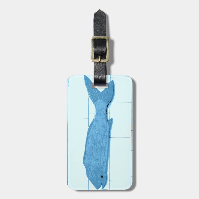 Blaue Fische Gepäckanhänger (Vorderseite vertikal)