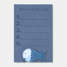 Blaue Fische Kinder zu tun Liste Post it Notes