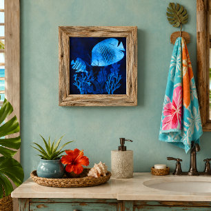 Blaue Fische, tiefblaue Meere, Meeresleben, Ozean- Fliese