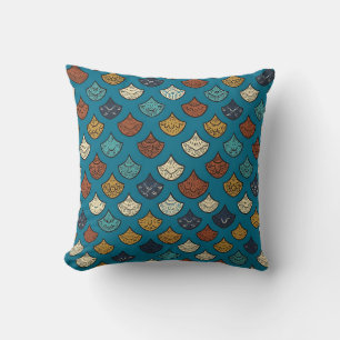 Blaue Fischschuppen-Boho-Kissen Kissen