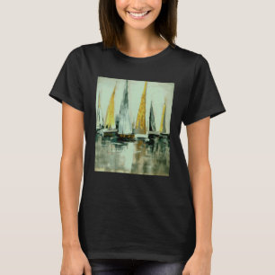 Blaue Flachsblonde Gelbe und Greige Segel auf Stil T-Shirt