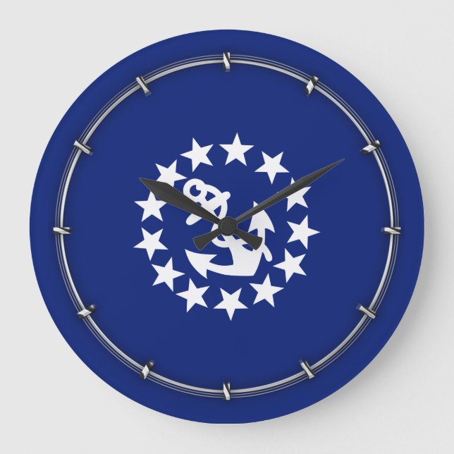 Blaue Flagge für amerikanische Schiffe Große Wanduhr (Vorderseite)