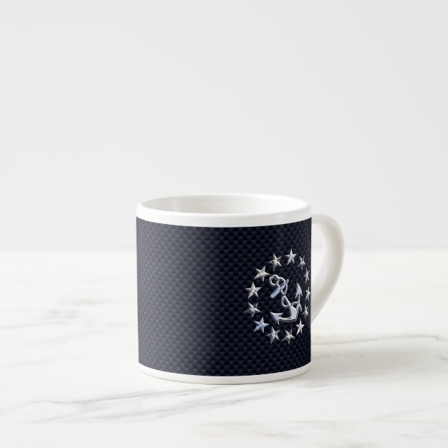 Blaue Flagge für nautische Yacht Espressotasse (Vorderseite Rechts)