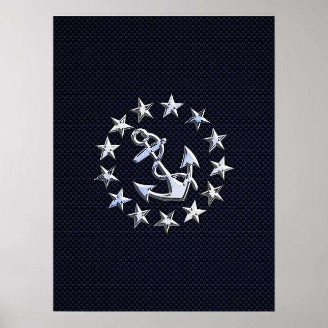 Blaue Flagge für nautische Yacht Poster (Vorne)