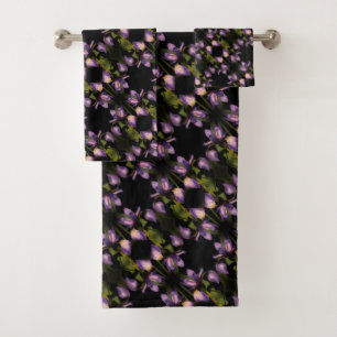 Blaue Flagge Iris Blume Abstraktes Muster Badhandtuch Set