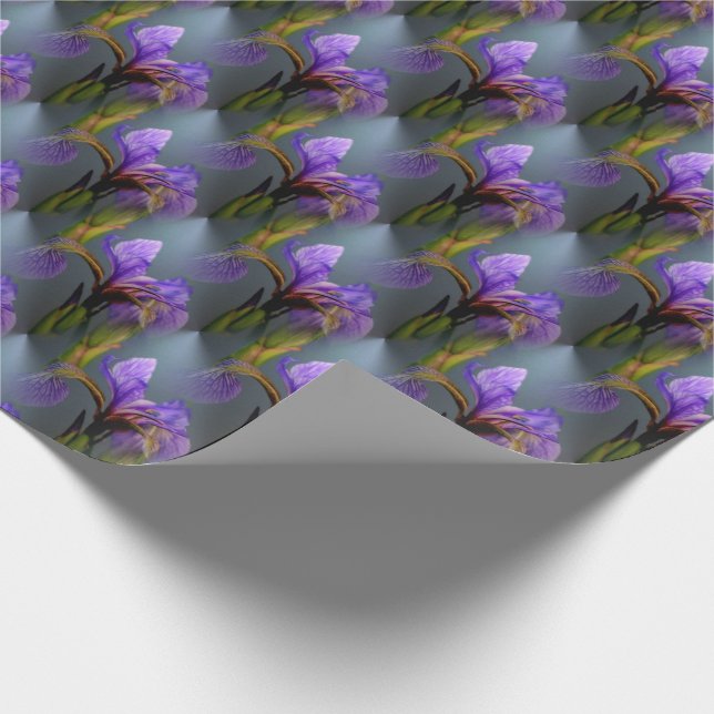 Blaue Flagge Iris Blume Art Muster Geschenkpapier (Ecke)