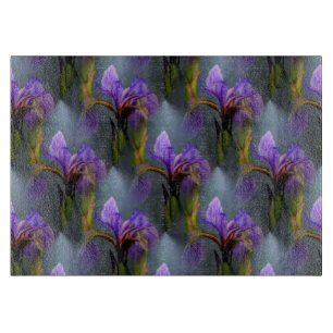 Blaue Flagge Iris Blume Art Muster Schneidebrett