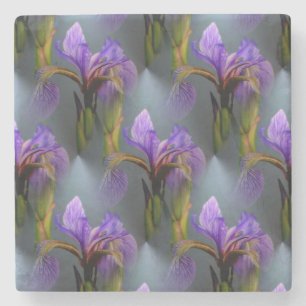 Blaue Flagge Iris Blume Art Muster Steinuntersetzer