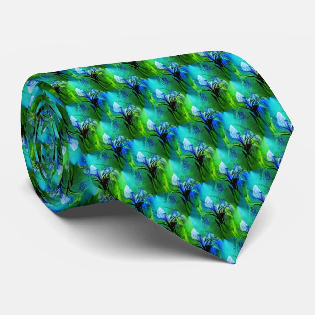 Blaue Flagge Iris Blume Natur Abstrakte Farben Krawatte (Gerollt)