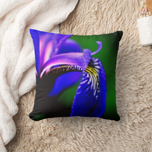 Blaue Flagge Iris Blume Petal Nah Kissen (Decke)