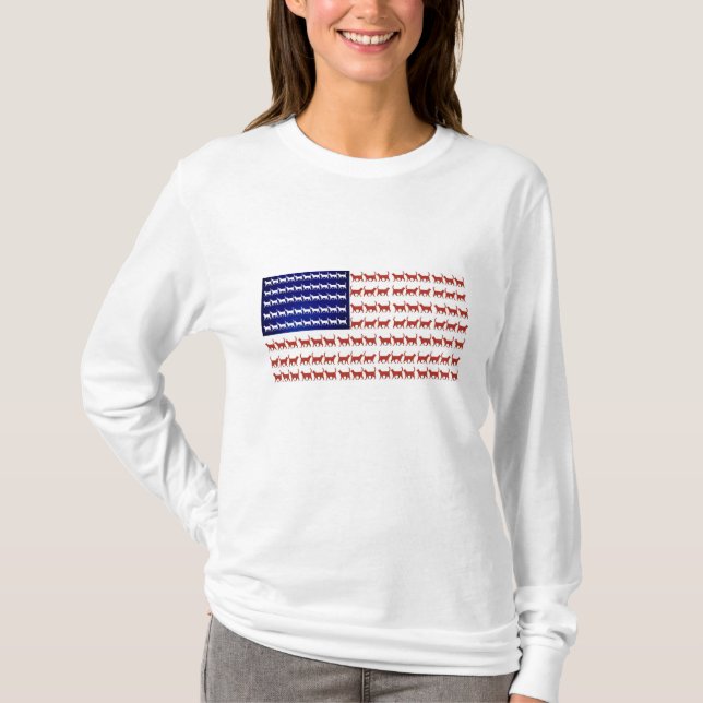 Blaue Flagge Katzen Patriotische Frauen T - Shirt (Vorderseite)