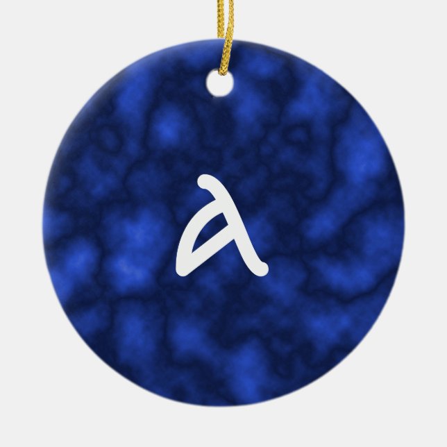 Blaue Flamme Keramikornament (Vorne)