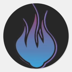 Blaue Flammen-Aufkleber Runder Aufkleber